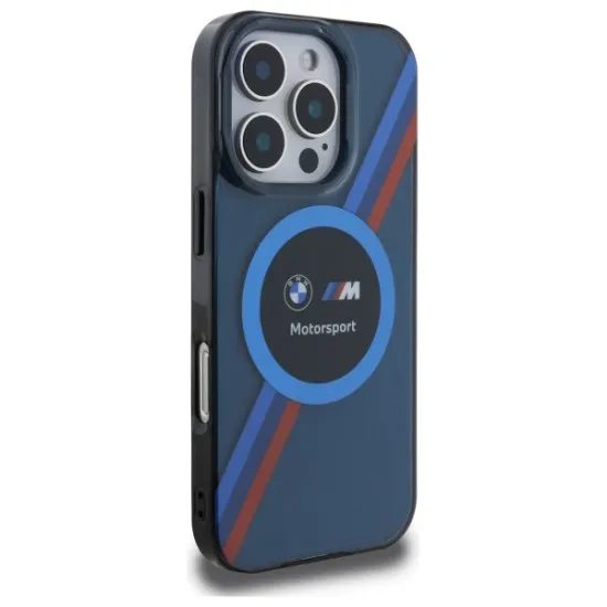 Husa pentru iPhone 16 Pro Max - BMW Hardcase Motorsport IML Circle MagSafe (BMHMP16X23HTPUV) - Navy Blue