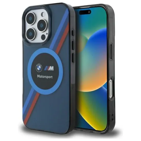 Husa pentru iPhone 16 Pro Max - BMW Hardcase Motorsport IML Circle MagSafe (BMHMP16X23HTPUV) - Navy Blue