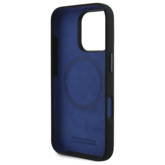 Husa pentru iPhone 16 Pro Max - BMW Hardcase Silicone Hexagon Blue Line MagSafe (BMHMP16X23SHEB) - Black Husa pentru iPhone 16 Pro Max - BMW Hardcase Silicone Hexagon Blue Line MagSafe (BMHMP16X23SHEB) - Black