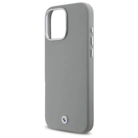 Husa pentru iPhone 16 Pro Max - BMW Leather Sign Full Wrapped Metal MagSafe (BMHMP16X23PUFWG) - Grey