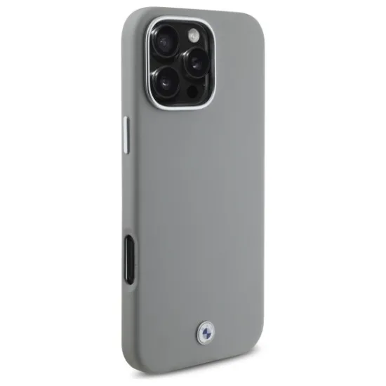 Husa pentru iPhone 16 Pro Max - BMW Leather Sign Full Wrapped Metal MagSafe (BMHMP16X23PUFWG) - Grey