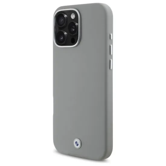 Husa pentru iPhone 16 Pro Max - BMW Leather Sign Full Wrapped Metal MagSafe (BMHMP16X23PUFWG) - Grey