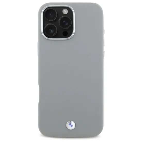 Husa pentru iPhone 16 Pro Max - BMW Leather Sign Full Wrapped Metal MagSafe (BMHMP16X23PUFWG) - Grey
