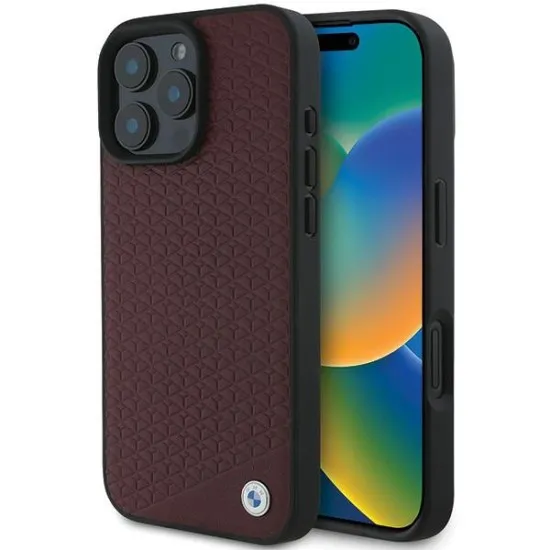 Husa pentru iPhone 16 Pro Max - BMW Signature Leather Diamond Metal Logo MagSafe (BMHMP16X23RDDR) - Red Husa pentru iPhone 16 Pro Max - BMW Signature Leather Diamond Metal Logo MagSafe (BMHMP16X23RDDR) - Red