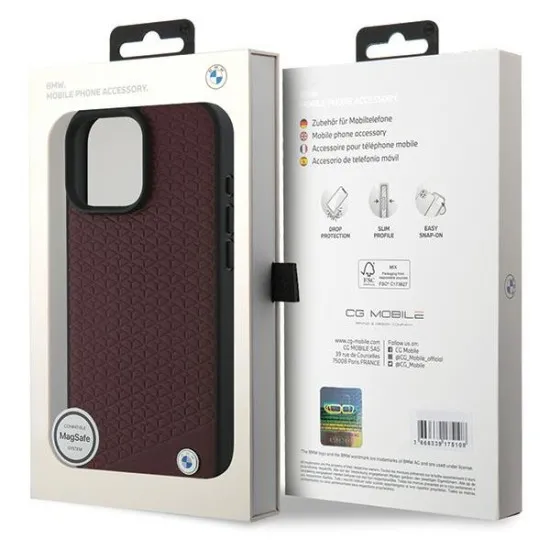Husa pentru iPhone 16 Pro Max - BMW Signature Leather Diamond Metal Logo MagSafe (BMHMP16X23RDDR) - Red Husa pentru iPhone 16 Pro Max - BMW Signature Leather Diamond Metal Logo MagSafe (BMHMP16X23RDDR) - Red