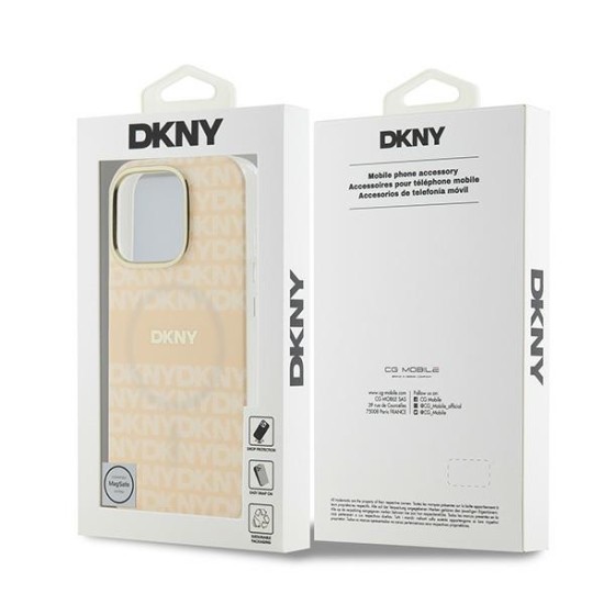 Husa pentru iPhone 16 Pro Max - DKNY Hardcase Repeat Texture Pattern With Stripe MagSafe (DKHMP16XHRHSEP) - Pink