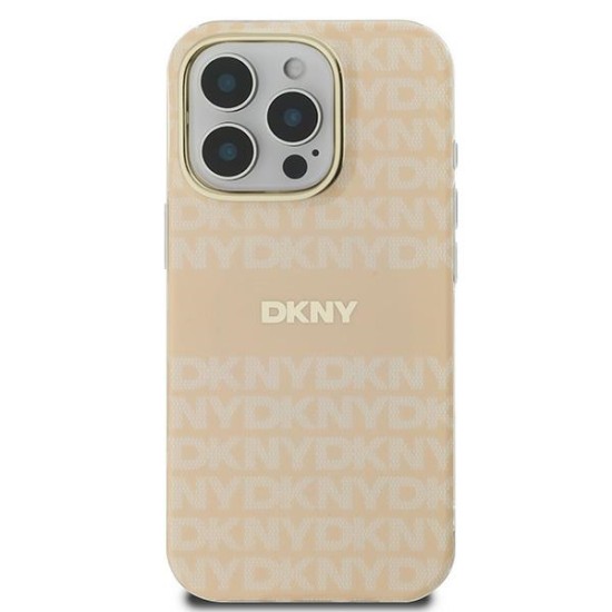 Husa pentru iPhone 16 Pro Max - DKNY Hardcase Repeat Texture Pattern With Stripe MagSafe (DKHMP16XHRHSEP) - Pink