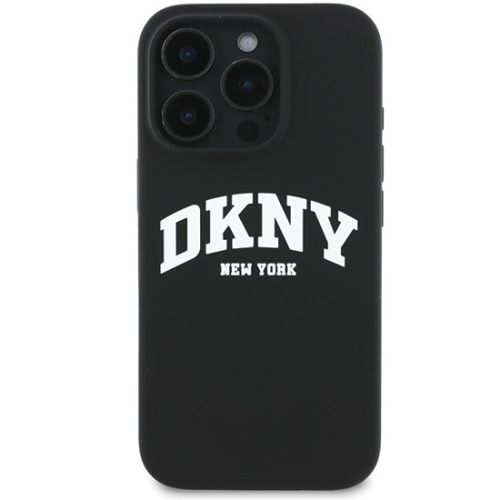 Husa pentru iPhone 16 Pro Max - DKNY Hardcase Silicone White Printed Logo MagSafe (DKHMP16XSNYACH) - Black