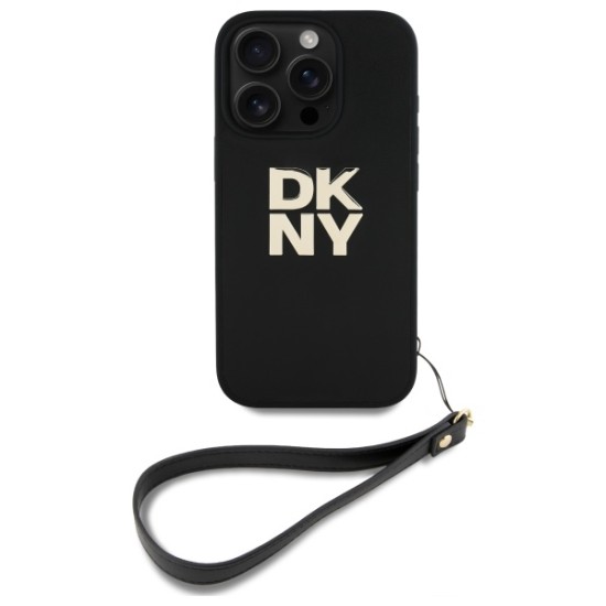 Husa pentru iPhone 16 Pro Max - DKNY Hardcase Wrist Strap Stock Logo (DKHCP16XPBSWSK) - Black