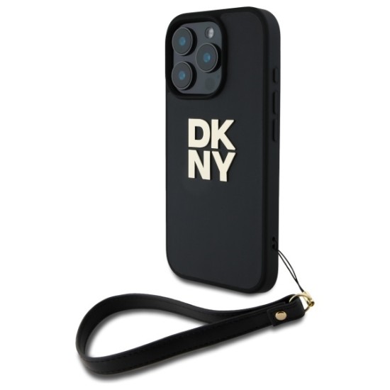 Husa pentru iPhone 16 Pro Max - DKNY Hardcase Wrist Strap Stock Logo (DKHCP16XPBSWSK) - Black