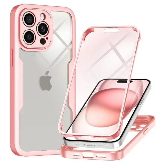 Husa pentru iPhone 16 Pro Max + Folie - Techsuit ColorVerse 360 Series - Pink Husa pentru iPhone 16 Pro Max + Folie - Techsuit ColorVerse 360 Series - Pink