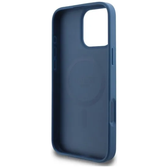 Husa pentru iPhone 16 Pro Max - Guess 4G Small and Classic Logo MagSafe (GUHMP16XP4SM4MB) - Blue