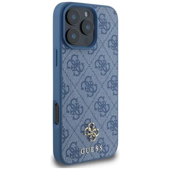 Husa pentru iPhone 16 Pro Max - Guess 4G Small and Classic Logo MagSafe (GUHMP16XP4SM4MB) - Blue