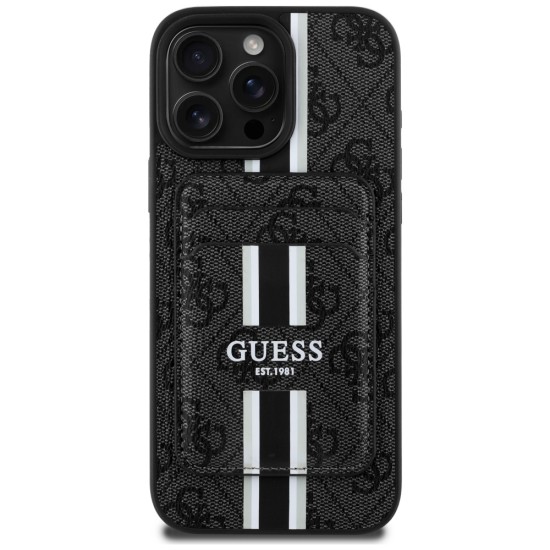 Husa pentru iPhone 16 Pro Max - Guess Cardslot 4G Stripes MagSafe (GUBPHCP16XP4RPSK) - Black