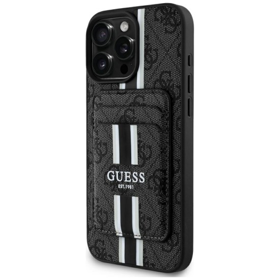 Husa pentru iPhone 16 Pro Max - Guess Cardslot 4G Stripes MagSafe (GUBPHCP16XP4RPSK) - Black