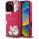 Husa pentru iPhone 16 Pro Max - Guess Grained Flowers MagSafe (GUHMP16XPGNMPLMF) - Fuchsia