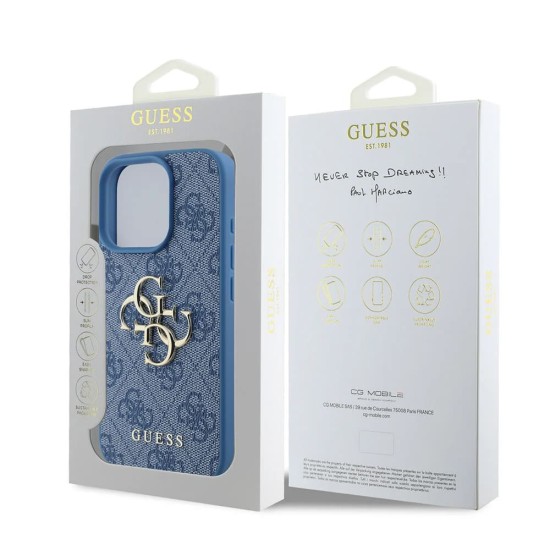 Husa pentru iPhone 16 Pro Max - Guess Hardcase 4G Big Logo (GUHCP16X4GMGBL) - Blue