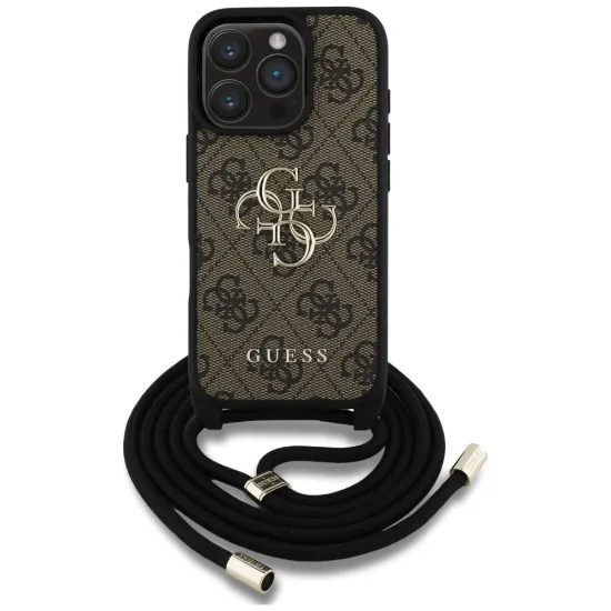 Husa pentru iPhone 16 Pro Max - Guess Hardcase 4G Big Logo with Cord Strap (GUHCP16XP4GMGCRW) - Brown Husa pentru iPhone 16 Pro Max - Guess Hardcase 4G Big Logo with Cord Strap (GUHCP16XP4GMGCRW) - Brown