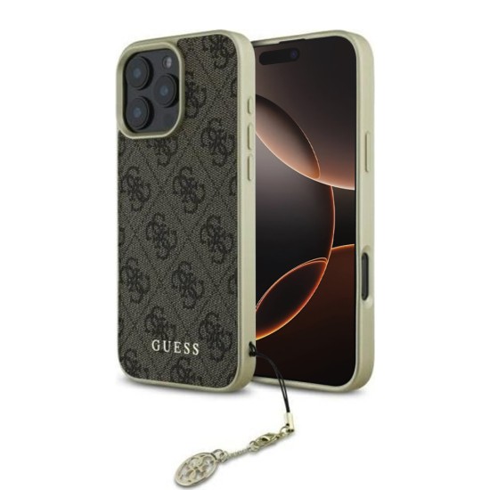 Husa pentru iPhone 16 Pro Max - Guess Hardcase 4G Charms Collection (GUHCP16XGF4GBR) - Brown