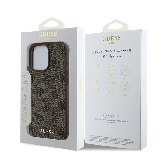 Husa pentru iPhone 16 Pro Max - Guess Hardcase 4G Classic (GUHCP16XG4GFBR) - Brown