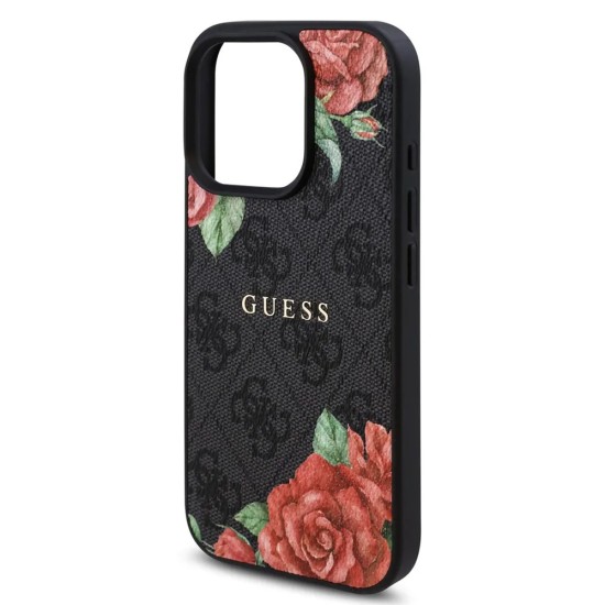 Husa pentru iPhone 16 Pro Max - Guess Hardcase 4G Flower Print MagSafe (GUHMP16XP4ROPEMCK) - Black