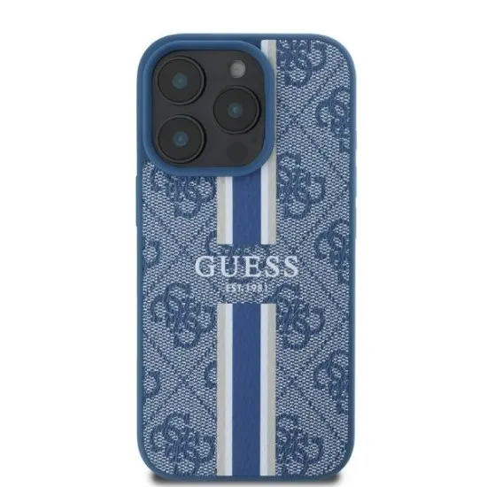 Husa pentru iPhone 16 Pro Max - Guess Hardcase 4G Printed Stripes MagSafe (GUHMP16XP4RPSB) - Blue Husa pentru iPhone 16 Pro Max - Guess Hardcase 4G Printed Stripes MagSafe (GUHMP16XP4RPSB) - Blue