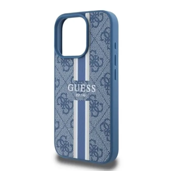 Husa pentru iPhone 16 Pro Max - Guess Hardcase 4G Printed Stripes MagSafe (GUHMP16XP4RPSB) - Blue Husa pentru iPhone 16 Pro Max - Guess Hardcase 4G Printed Stripes MagSafe (GUHMP16XP4RPSB) - Blue
