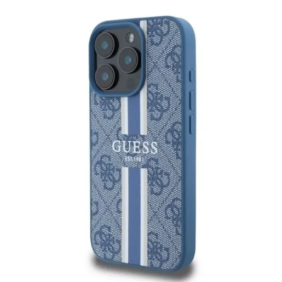 Husa pentru iPhone 16 Pro Max - Guess Hardcase 4G Printed Stripes MagSafe (GUHMP16XP4RPSB) - Blue Husa pentru iPhone 16 Pro Max - Guess Hardcase 4G Printed Stripes MagSafe (GUHMP16XP4RPSB) - Blue