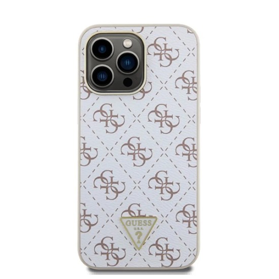 Husa pentru iPhone 16 Pro Max - Guess Hardcase 4G Triangle Metal Logo (GUHCP16XPG4GPH) - White