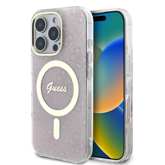 Husa pentru iPhone 16 Pro Max - Guess IML 4G MagSafe (GUHMP16XH4STP) - Pink