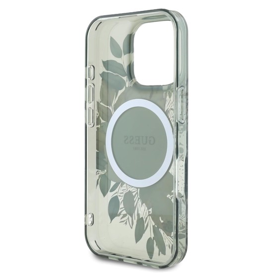 Husa pentru iPhone 16 Pro Max - Guess IML Flower & Tonal Circle MagSafe (GUHMP16XHFWBDCEN) - Green