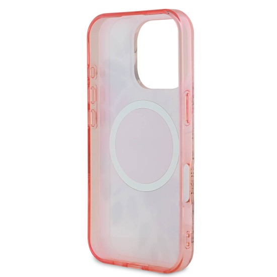 Husa pentru iPhone 16 Pro Max - Guess IML Flower & Tonal Circle MagSafe (GUHMP16XHFWBDCEP) - Pink