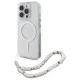 Husa pentru iPhone 16 Pro Max - Guess IML Glitter with Pearl Strap MagSafe (GUHMP16XHGCRELST) - Clear