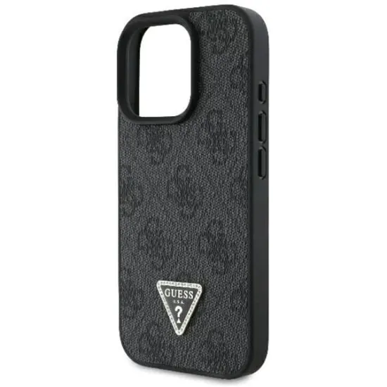 Husa pentru iPhone 16 Pro Max - Guess Leather 4G Triangle Strass (GUHCP16XP4TDPK) - Black Husa pentru iPhone 16 Pro Max - Guess Leather 4G Triangle Strass (GUHCP16XP4TDPK) - Black