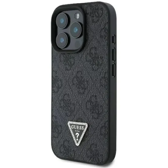 Husa pentru iPhone 16 Pro Max - Guess Leather 4G Triangle Strass (GUHCP16XP4TDPK) - Black Husa pentru iPhone 16 Pro Max - Guess Leather 4G Triangle Strass (GUHCP16XP4TDPK) - Black