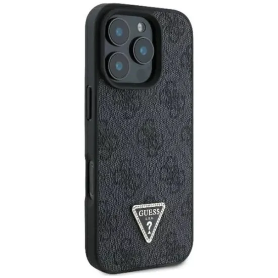 Husa pentru iPhone 16 Pro Max - Guess Leather 4G Triangle Strass (GUHCP16XP4TDPK) - Black Husa pentru iPhone 16 Pro Max - Guess Leather 4G Triangle Strass (GUHCP16XP4TDPK) - Black