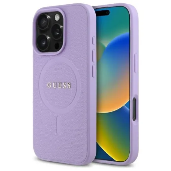 Husa pentru iPhone 16 Pro Max - Guess Saffiano MagSafe (GUHMP16XPSAHMCU) - Purple Husa pentru iPhone 16 Pro Max - Guess Saffiano MagSafe (GUHMP16XPSAHMCU) - Purple