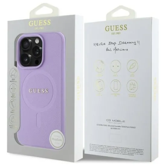 Husa pentru iPhone 16 Pro Max - Guess Saffiano MagSafe (GUHMP16XPSAHMCU) - Purple Husa pentru iPhone 16 Pro Max - Guess Saffiano MagSafe (GUHMP16XPSAHMCU) - Purple