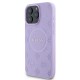 Husa pentru iPhone 16 Pro Max - Guess Saffiano Peony Classic Logo MagSafe (GUHMP16XPSAPSMEU) - Purple