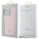 Husa pentru iPhone 16 Pro Max - Guess Silicone Script Metal Logo & Frame (GUHCP16XSMBSLP) - Light Pink