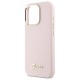 Husa pentru iPhone 16 Pro Max - Guess Silicone Script Metal Logo & Frame (GUHCP16XSMBSLP) - Light Pink