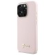 Husa pentru iPhone 16 Pro Max - Guess Silicone Script Metal Logo & Frame (GUHCP16XSMBSLP) - Light Pink