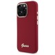 Husa pentru iPhone 16 Pro Max - Guess Silicone Script Metal Logo (GUHCP16XSMBSLM) - Red