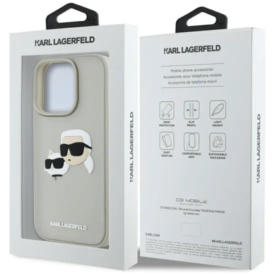 Husa pentru iPhone 16 Pro Max - Karl Lagerfeld 3D Design (KLHCP16XRBCKCHLE) - Beige Rubber Karl&Choupette Husa pentru iPhone 16 Pro Max - Karl Lagerfeld 3D Design (KLHCP16XRBCKCHLE) - Beige Rubber Karl&Choupette