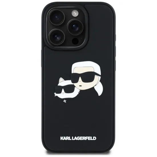 Husa pentru iPhone 16 Pro Max - Karl Lagerfeld 3D Design (KLHCP16XRBCKCHLK) - Rubber Karl&Choupette
