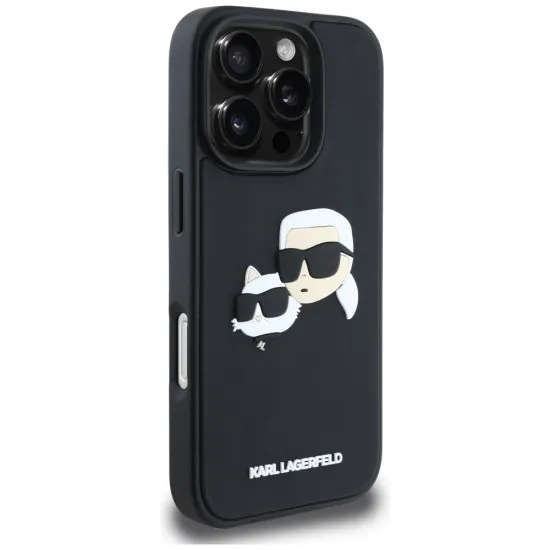 Husa pentru iPhone 16 Pro Max - Karl Lagerfeld 3D Design (KLHCP16XRBCKCHLK) - Rubber Karl&Choupette
