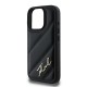 Husa pentru iPhone 16 Pro Max - Karl Lagerfeld Diagonal Quilted Script (KLHCP16XPQDSMGK) - Black