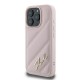 Husa pentru iPhone 16 Pro Max - Karl Lagerfeld Diagonal Quilted Script (KLHCP16XPQDSMGP) - Pink