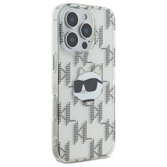 Husa pentru iPhone 16 Pro Max - Karl Lagerfeld IML Luxury Electroplated (KLHCP16XHKLPCHT) - Transparent Choupette Head