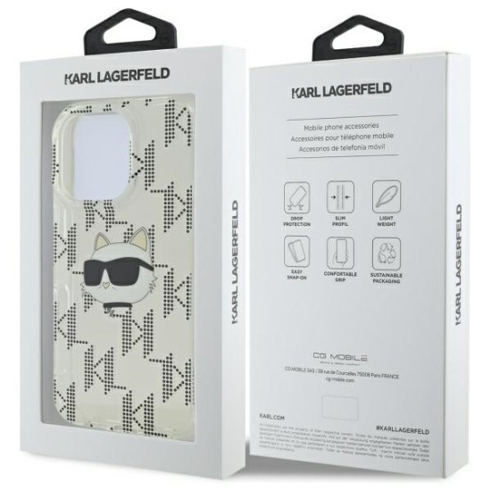 Husa pentru iPhone 16 Pro Max - Karl Lagerfeld IML Luxury Electroplated (KLHCP16XHKLPCHT) - Transparent Choupette Head